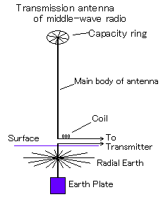 Transmission antenna of middle-wave radio
