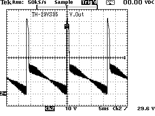 Oscilloscope waveform of the vertical output